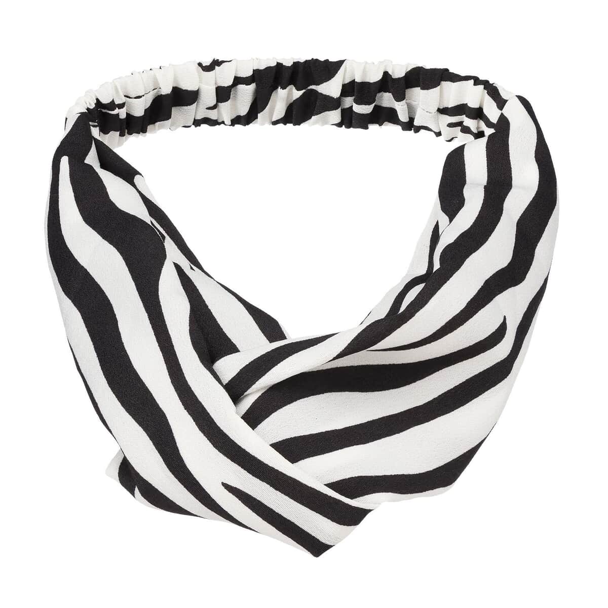 White and Black Zebra Turban-Headband for Women , Hair Band , Makeup Spa Headband image number 0