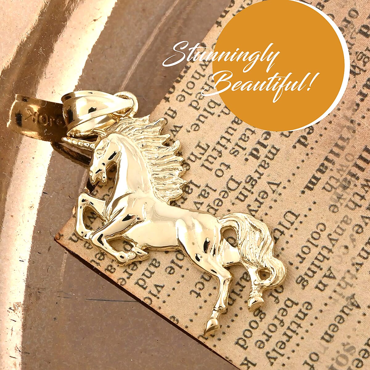 Made in America 10K Yellow Gold Unicorn Pendant, Gold Pendant, Plain Metal Jewelry (1.7 g) image number 1