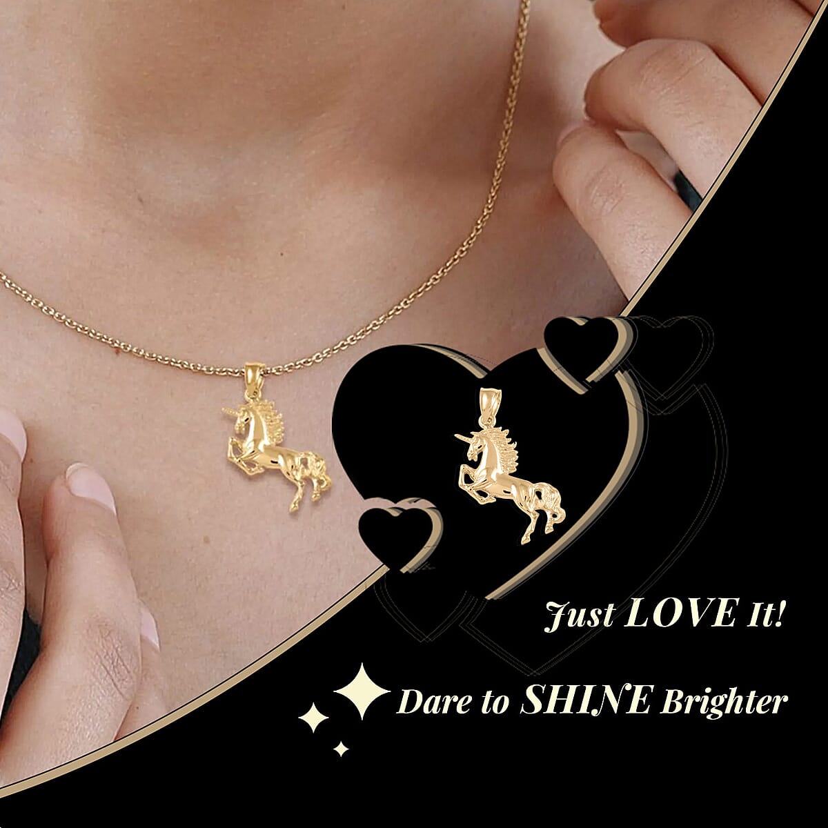 Made in America 10K Yellow Gold Unicorn Pendant, Gold Pendant, Plain Metal Jewelry (1.7 g) image number 2