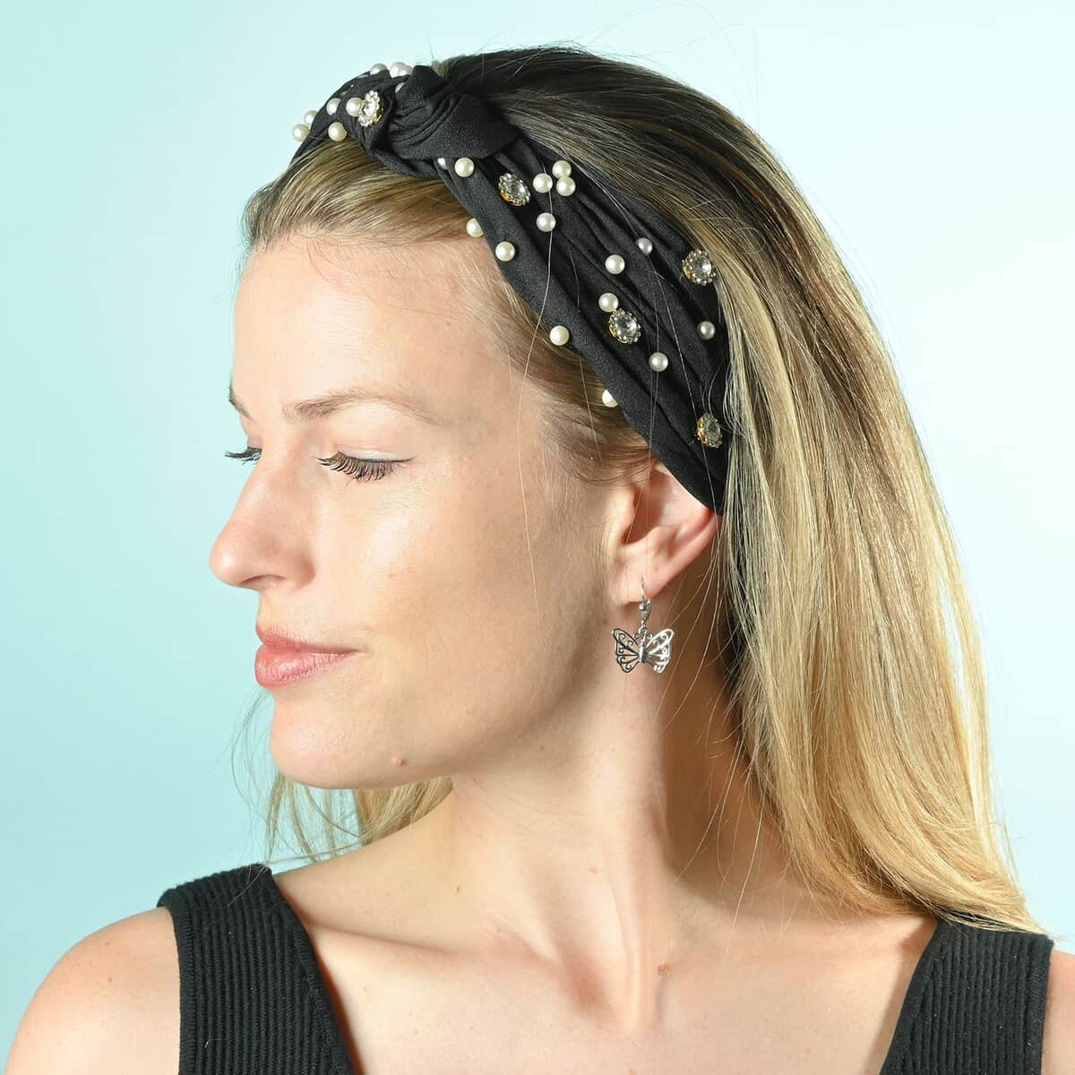 Black Pearl Turban-Headband for Women | Hair Band | Makeup Spa Headband image number 1