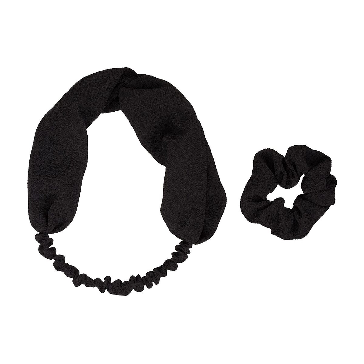 Black Combo Black Turban-Headband and Scrunchie , Hair Bands , Hair Accessories For Women image number 3