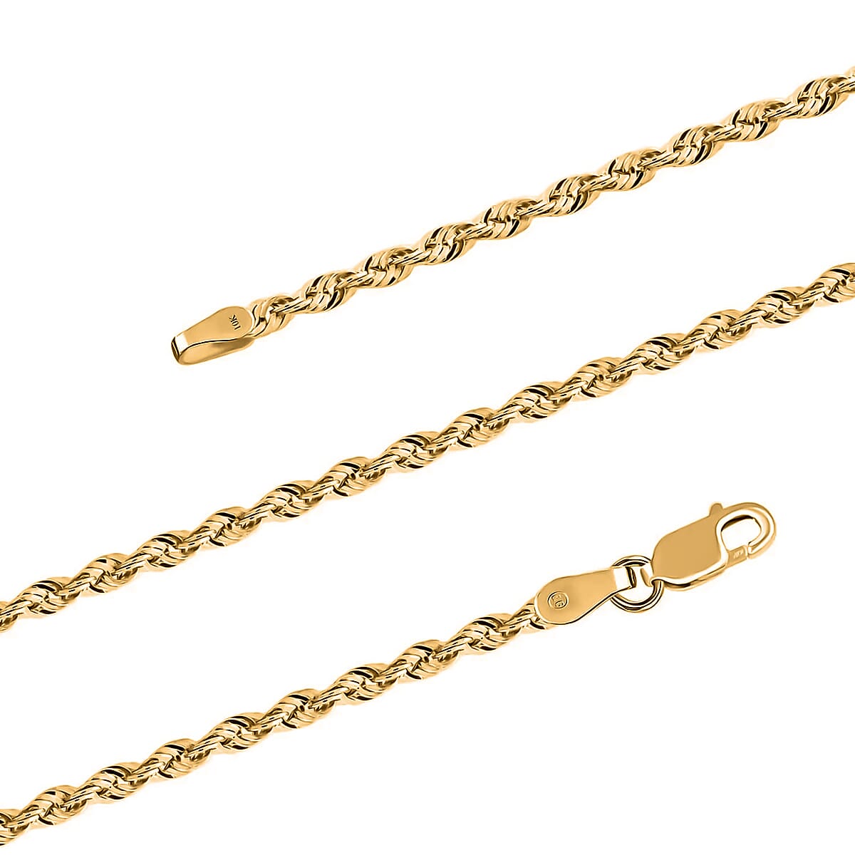 10K Yellow Gold Rope Necklace, 10K Yellow Gold Necklace, Rope Chain, 20 Inch Chain Necklace, Gold Jewelry 3.5 Grams image number 3