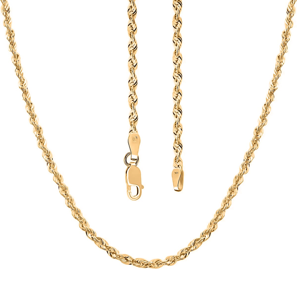 10K Yellow Gold Rope Necklace, 10K Yellow Gold Necklace, Rope Chain, 20 Inch Chain Necklace, Gold Jewelry 3.5 Grams image number 5