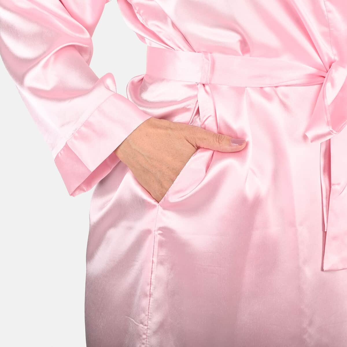UP 2Date Fashion Pink Satin Robe - XL image number 5