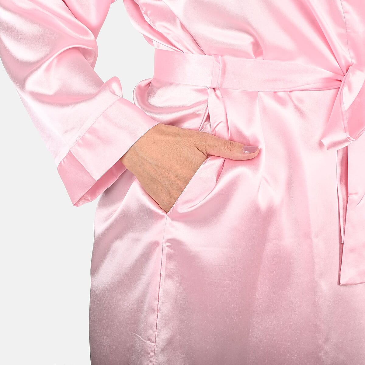 UP 2Date Fashion Pink Satin Robe - XXL image number 5