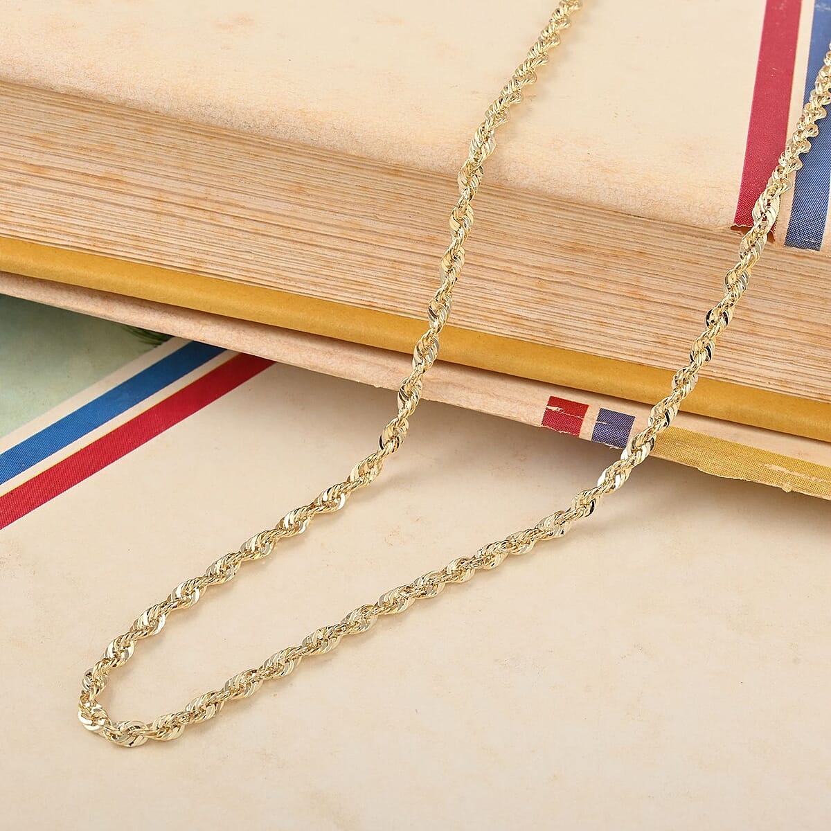 10K Yellow Gold 2.2mm Rope Necklace 24 Inches 2.8 Grams image number 1