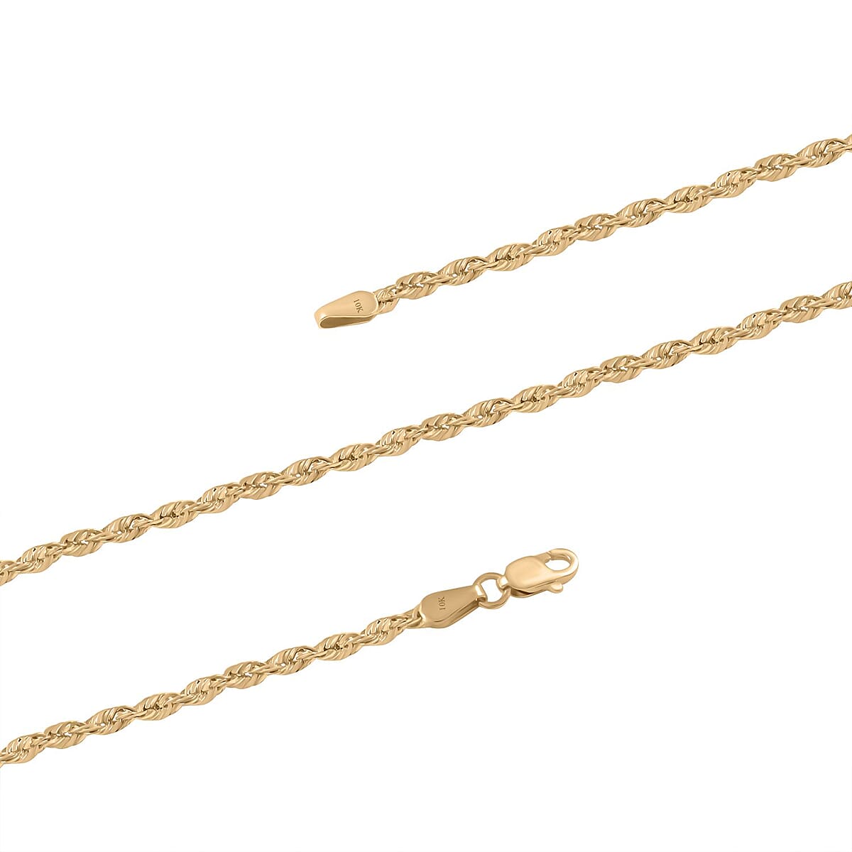 10K Yellow Gold 2.2mm Rope Necklace 24 Inches 2.8 Grams image number 2