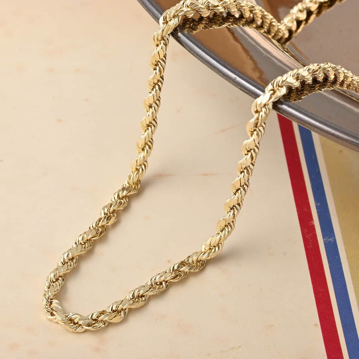 10K Yellow Gold 4mm Rope Necklace 24 Inches 8 Grams image number 1