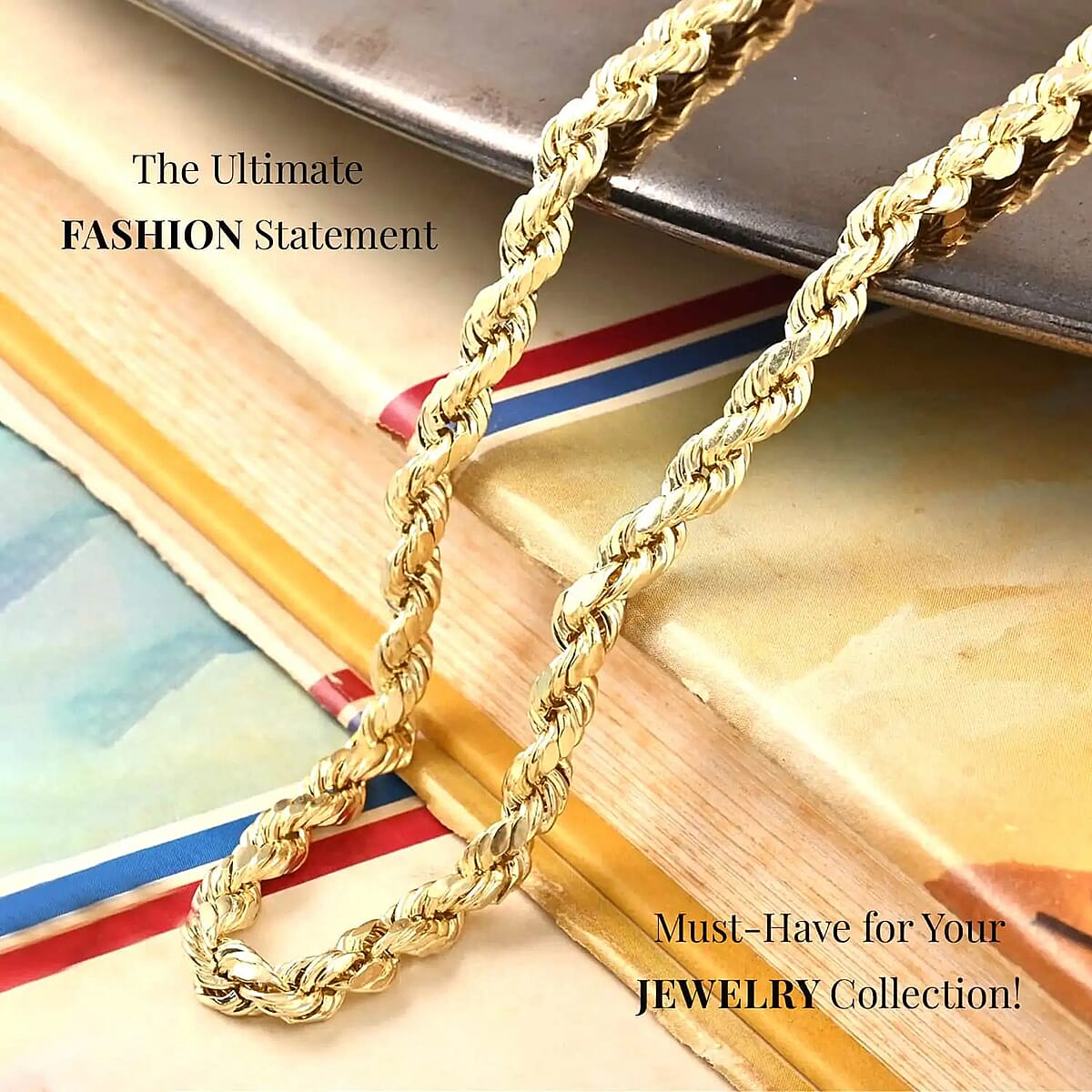 10K Yellow Gold Rope Necklace, 10K Yellow Gold Necklace, Rope Chain, 24 Inch Chain Necklace, Gold Jewelry 10 Grams image number 1