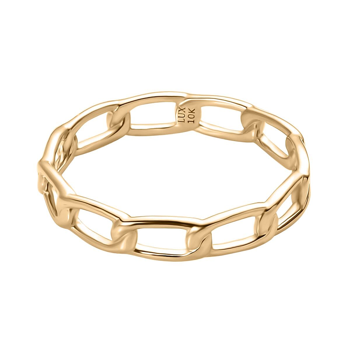 Luxoro 10K Yellow Gold Curb Chain Ring 1.50 Grams (Del. in 7-10 Days) image number 4