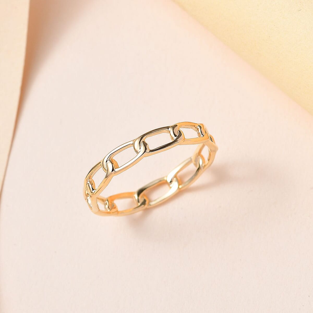  10K Yellow Gold Curb Chain Ring, Promise Rings (Size 7.0) 1.50 Grams image number 1