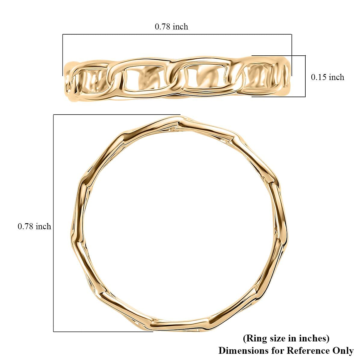 10K Yellow Gold Curb Chain Ring, Promise Rings (Size 7.0) 1.50 Grams image number 5
