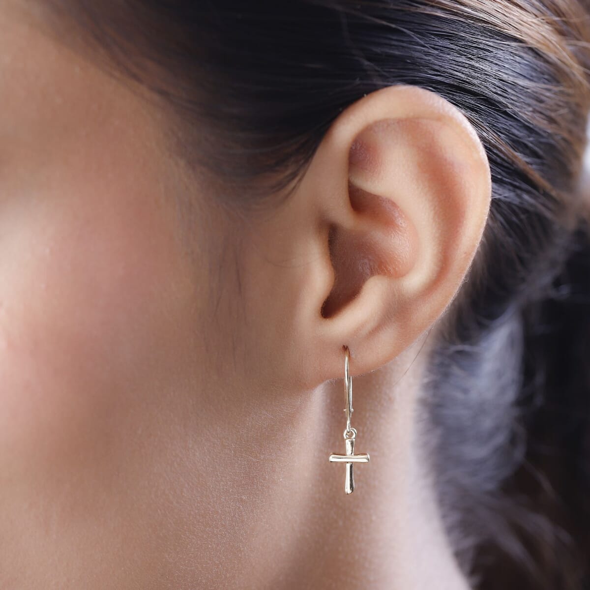 Luxoro 10K Yellow Gold Cross Lever Back Earrings 1.65 Grams image number 2