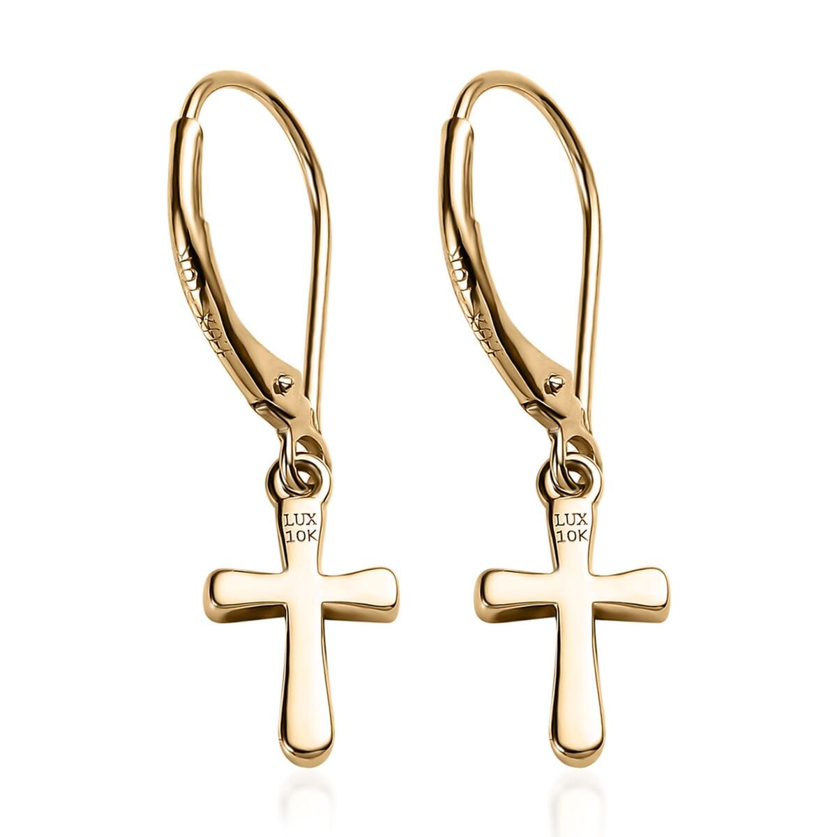 Luxoro 10K Yellow Gold Cross Lever Back Earrings 1.65 Grams image number 3
