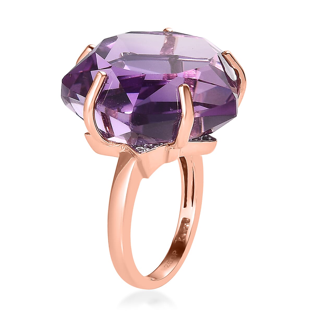 GP Celestial Dream Collection Rose De France Amethyst and White Zircon Star Ring in Vermeil Rose Gold Over Sterling Silver (Size 7.0) 34.10 ctw image number 3