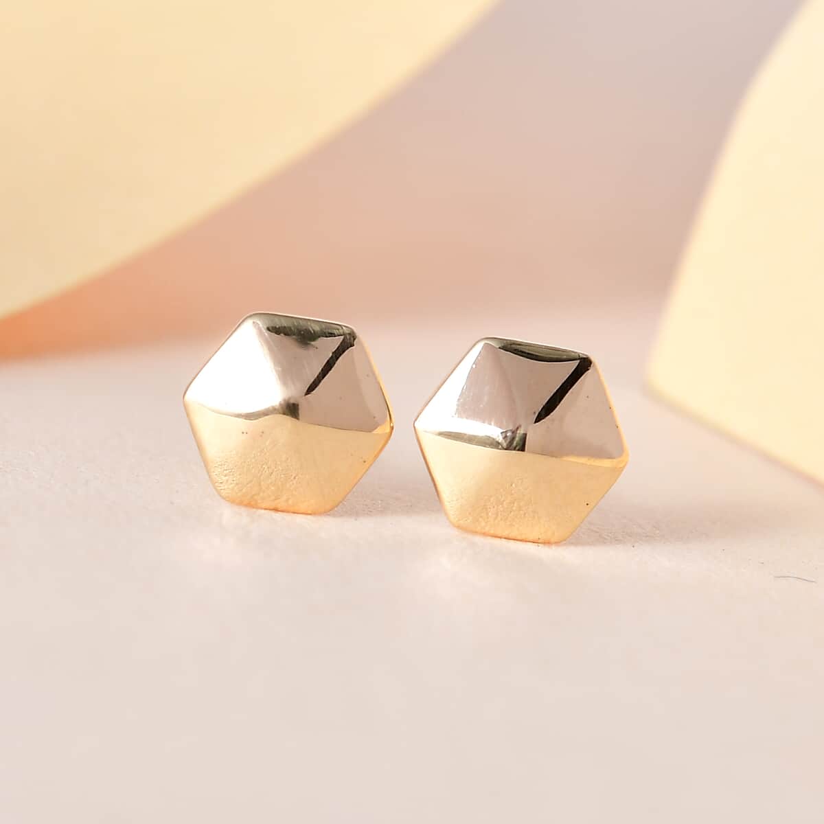 Luxoro 10K Yellow Gold Hexagon Shape Stud Earrings 0.65 Grams image number 1