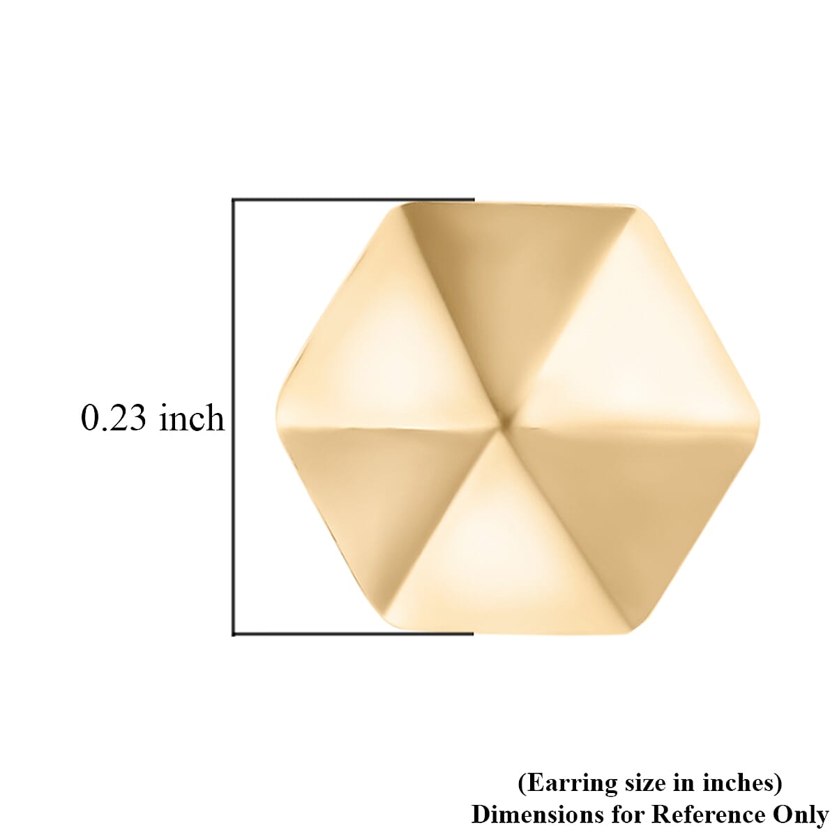 Luxoro 10K Yellow Gold Hexagon Shape Stud Earrings 0.65 Grams