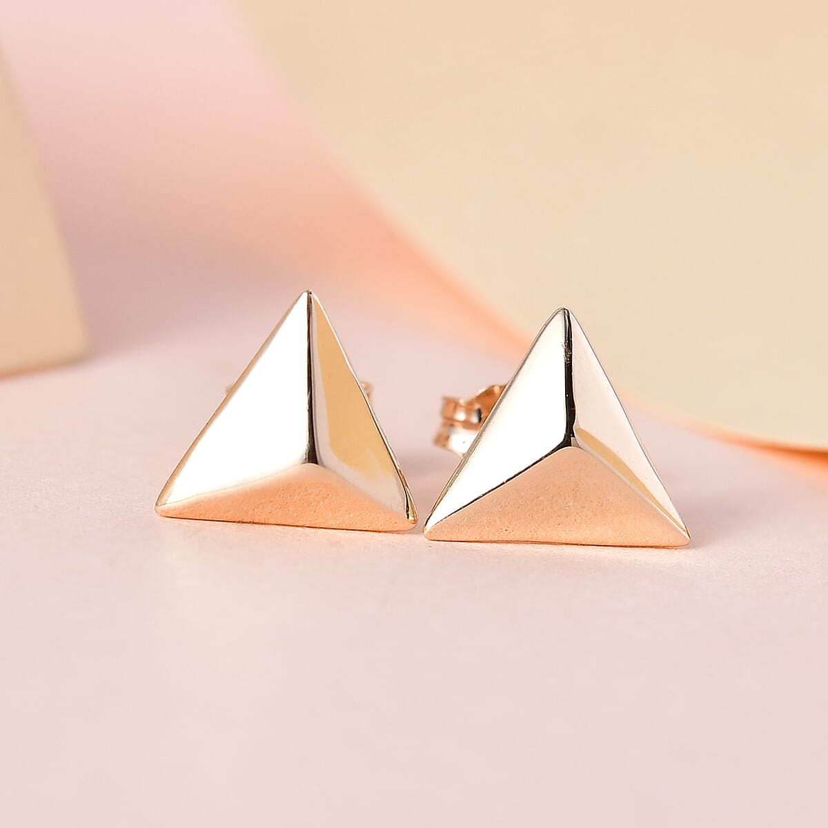 Luxoro 10K Yellow Gold Pyramid Stud Earrings image number 1