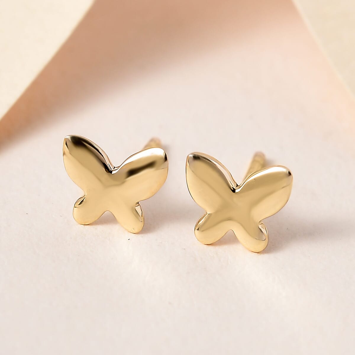 Luxoro 10K Yellow Gold Butterfly Stud Earrings 0.65 Grams image number 1