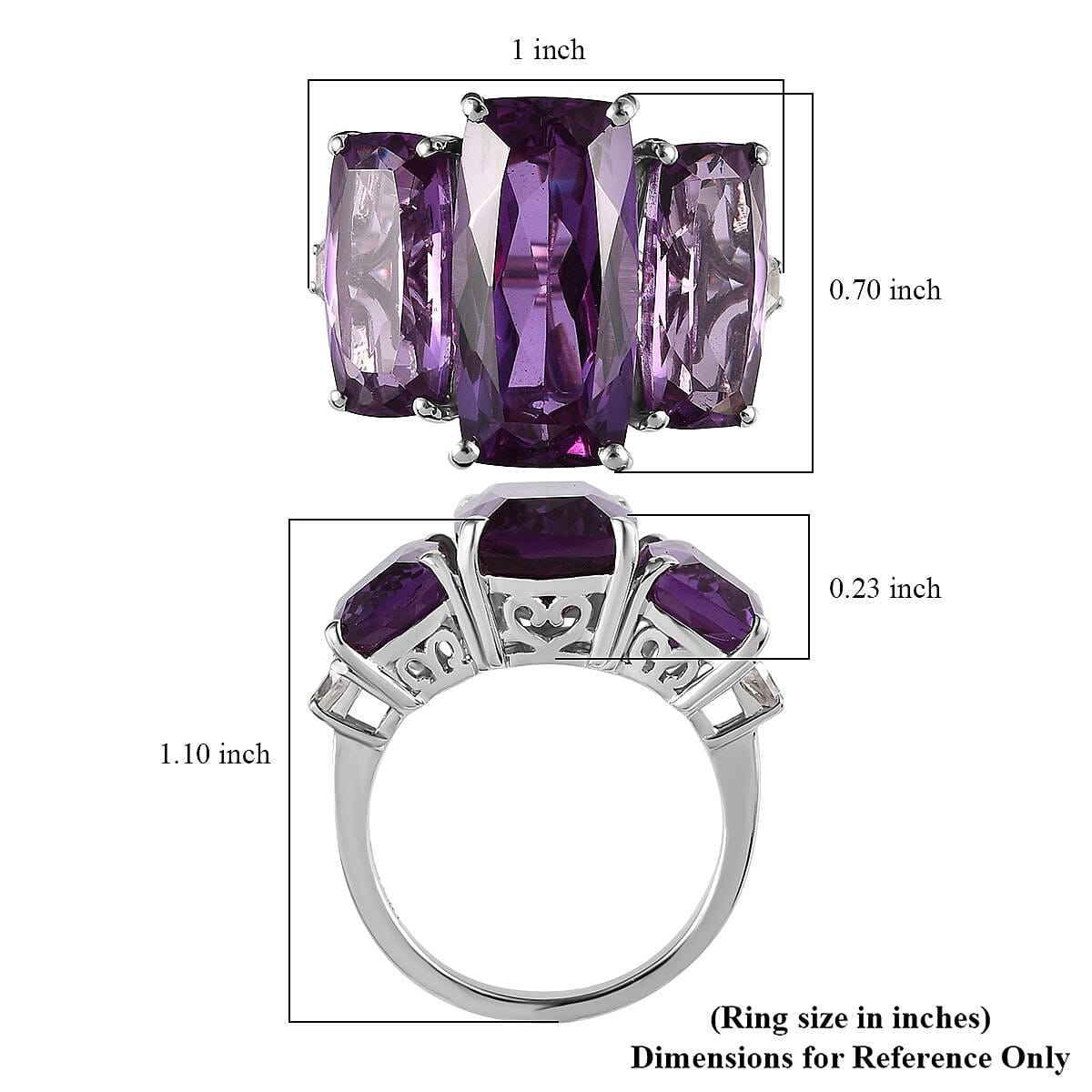 Lab Grown Color Change Sapphire and White Zircon Ring in Platinum Over Sterling Silver (Size 8.0) 23.60 ctw image number 5