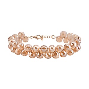 Champagne Glass Beaded Bracelet in 14K YG Over Sterling Silver (7.5-8.5In)