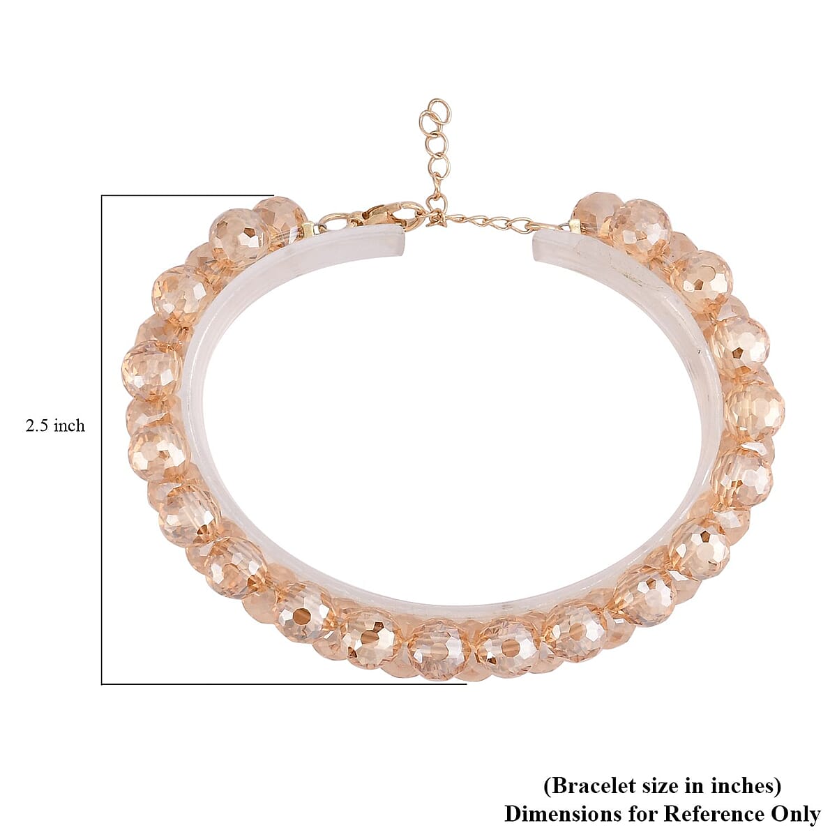 Champagne Glass Beaded Bracelet in 14K YG Over Sterling Silver (7.5-8.5In) image number 2