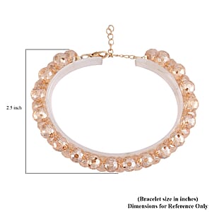 Champagne Glass Beaded Bracelet in 14K YG Over Sterling Silver (7.5-8.5In)