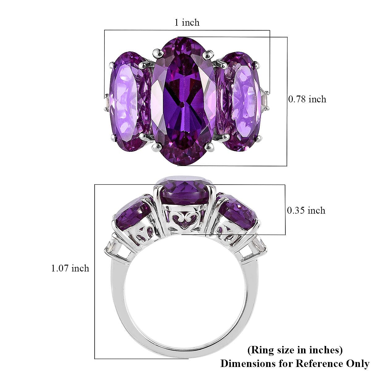 Lab Grown Color Change Sapphire and White Zircon Ring in Platinum Over Sterling Silver (Size 8.0) 21.50 ctw image number 5