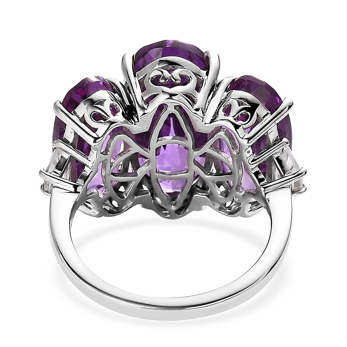 Lab Grown Color Change Sapphire and White Zircon Ring in Platinum Over Sterling Silver (Size 9.0) 21.50 ctw image number 4