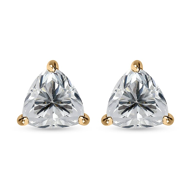 Luxoro 10K Yellow Gold Moissanite Solitaire Stud Earrings 1.60 ctw