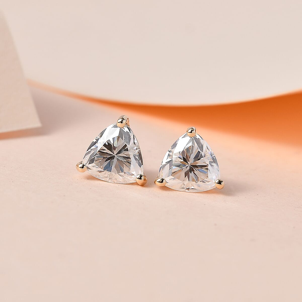 Luxoro 10K Yellow Gold Moissanite Solitaire Stud Earrings 1.60 ctw image number 1