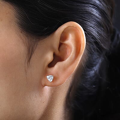 Luxoro 10K Yellow Gold Moissanite Solitaire Stud Earrings 1.60 ctw