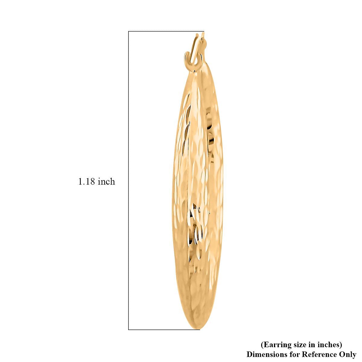 14K Yellow Gold Diamond-Cut Oval Hoop Earrings 1.60 Grams image number 4