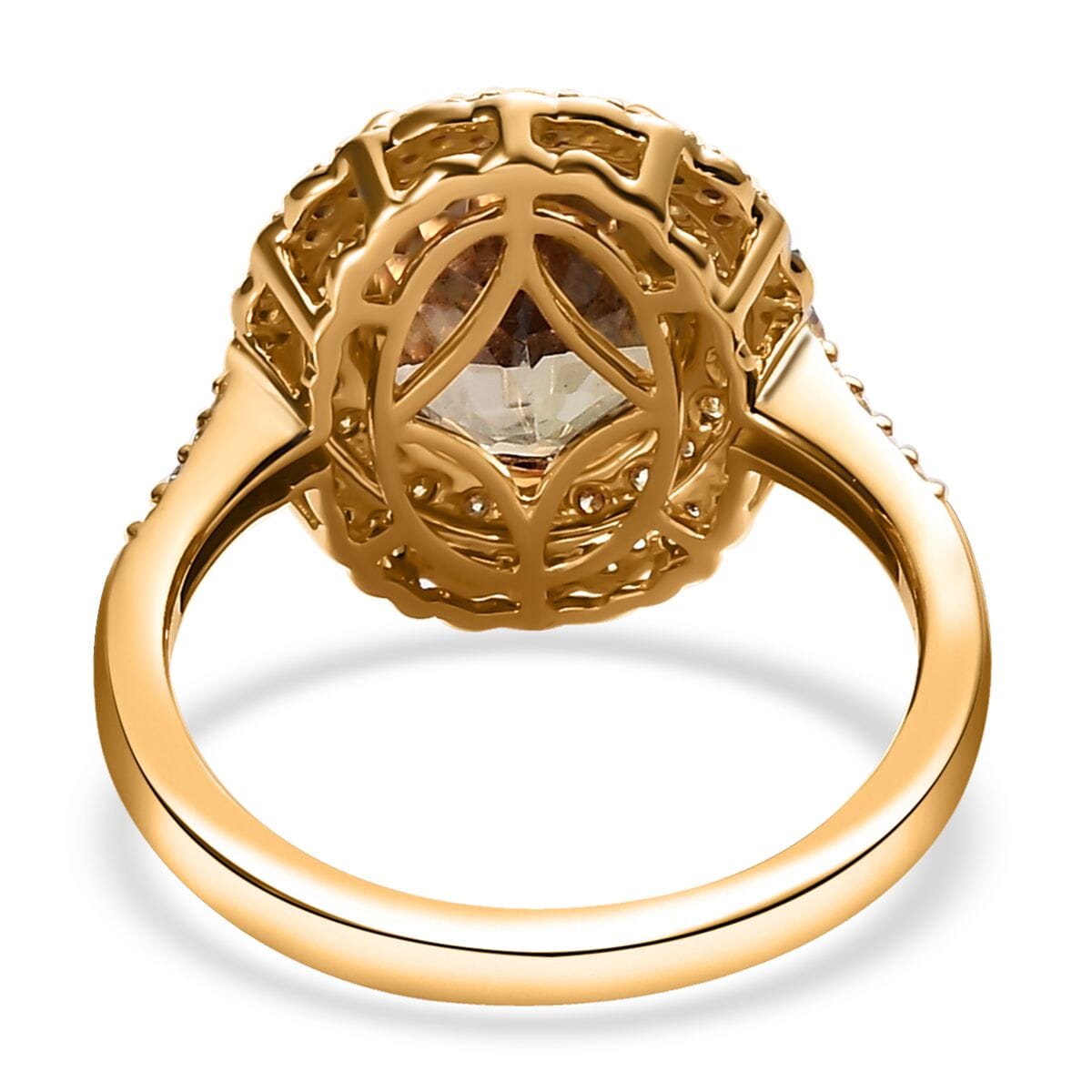 Iliana 18K Yellow Gold AAA Turkizite, SI Natural Yellow and White Diamond Double Halo Ring 4.10 Grams 4.60 ctw image number 4