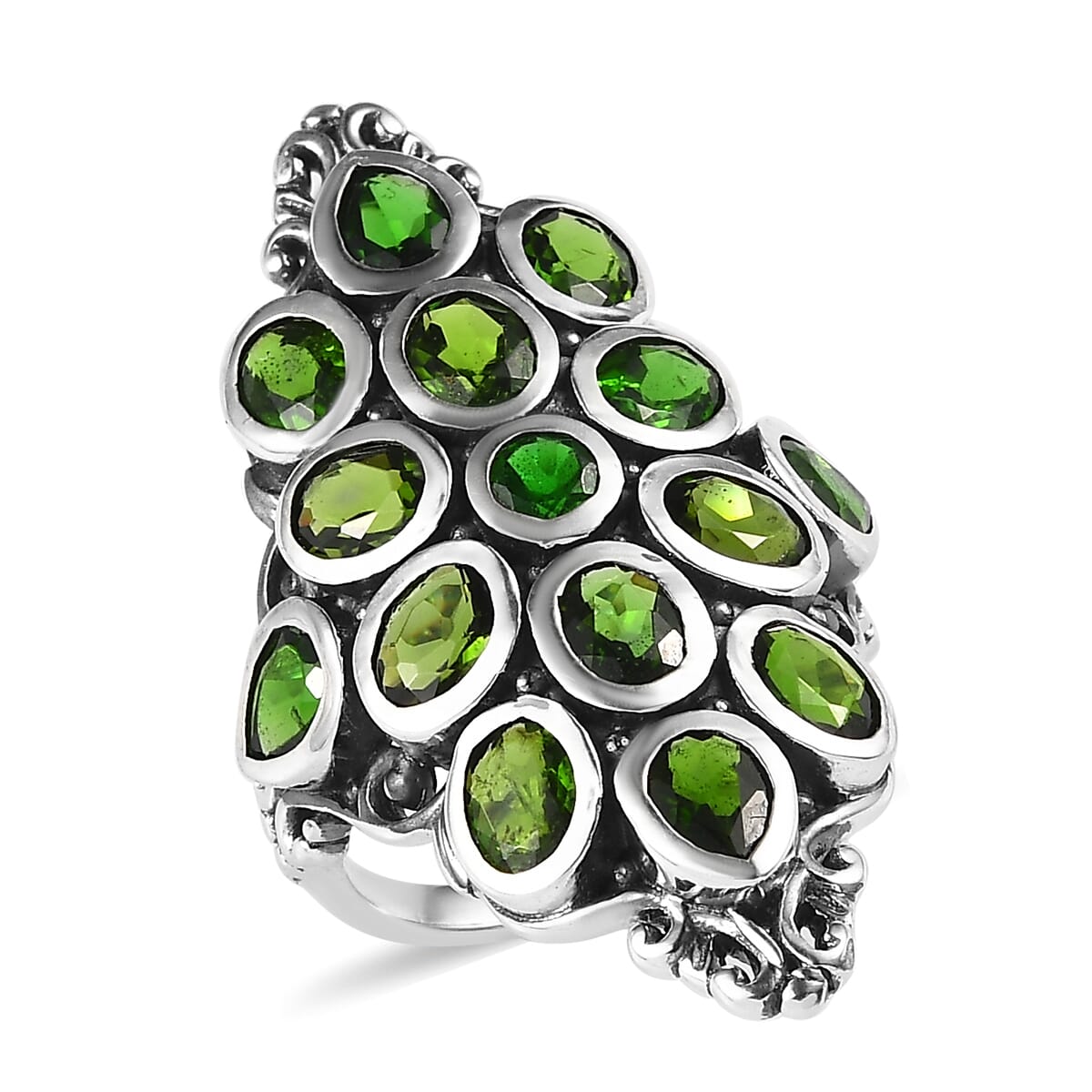 Artisan Crafted Chrome Diopside Elongated Ring in Sterling Silver 6.00 ctw image number 0