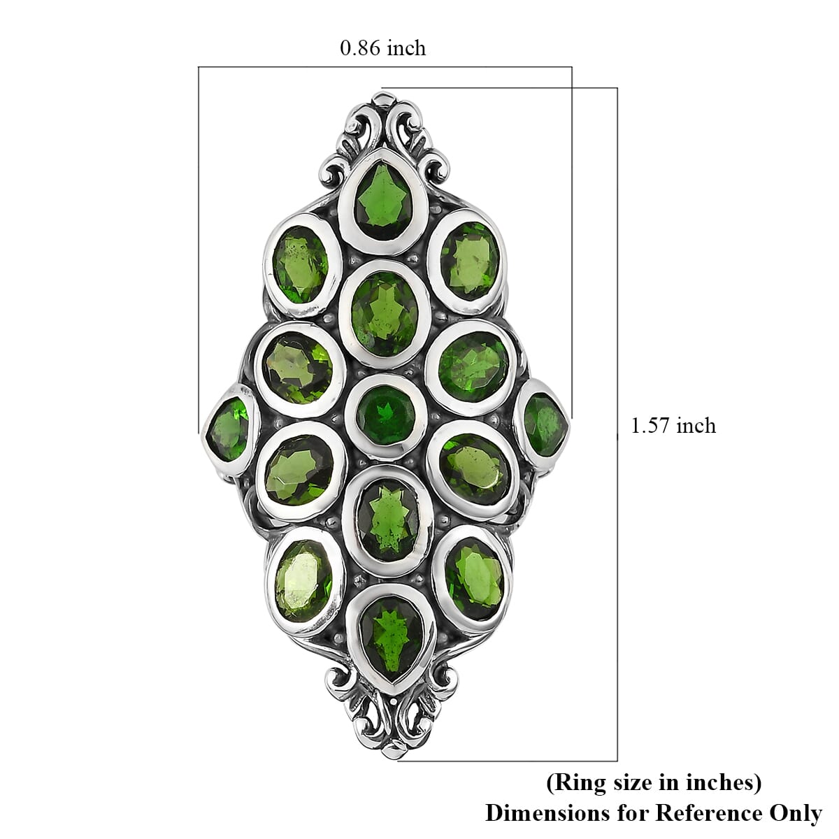 Artisan Crafted Chrome Diopside Elongated Ring in Sterling Silver 6.00 ctw image number 4