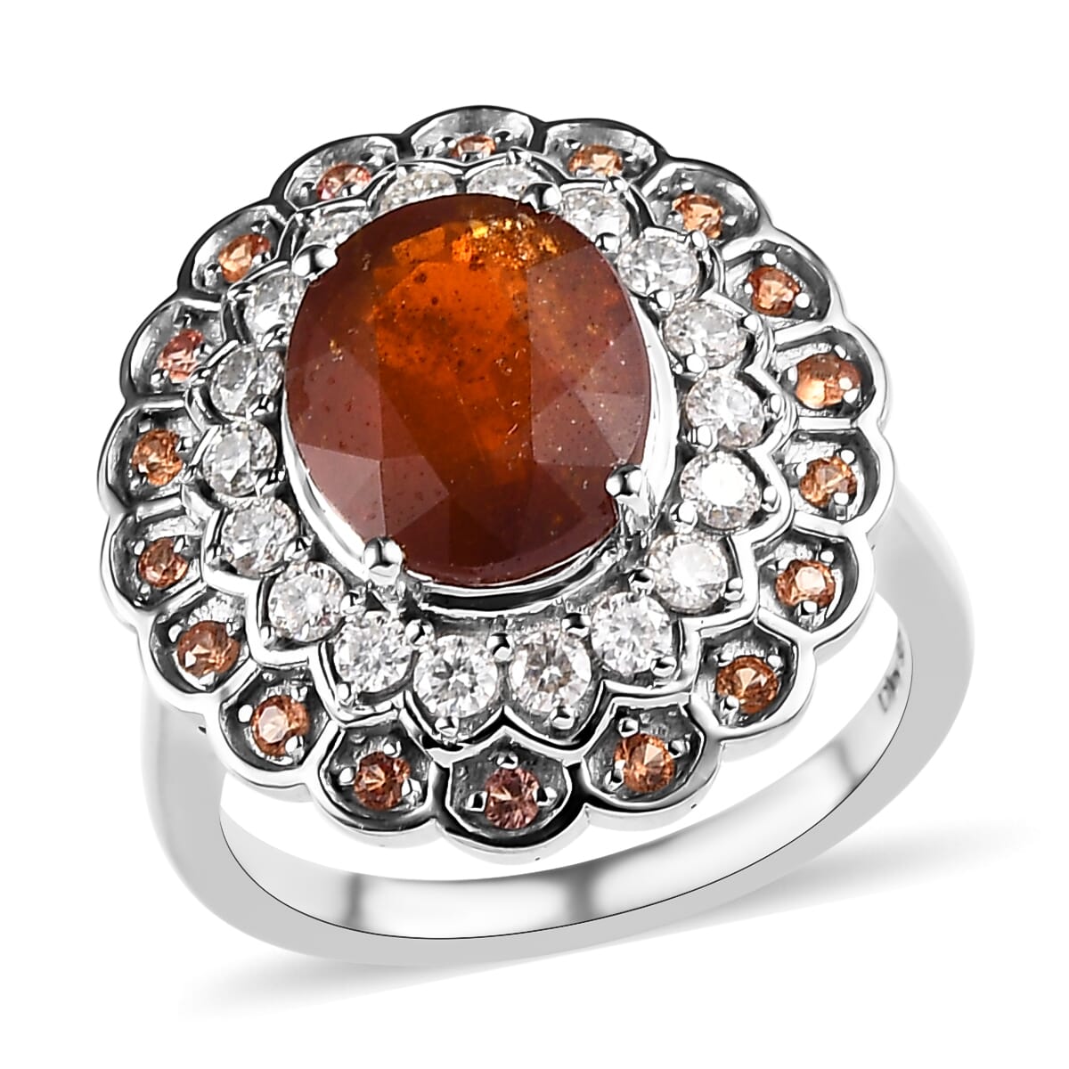 One Time Only Tanzania Tangerine Kyanite, Multi Gemstone Ring in Platinum Over Sterling Silver (Size 10.0) 5.25 ctw image number 0