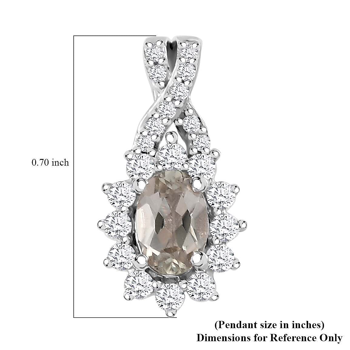 AAA Turkizite and Moissanite 0.85 ctw Pendant in Platinum Over Sterling Silver