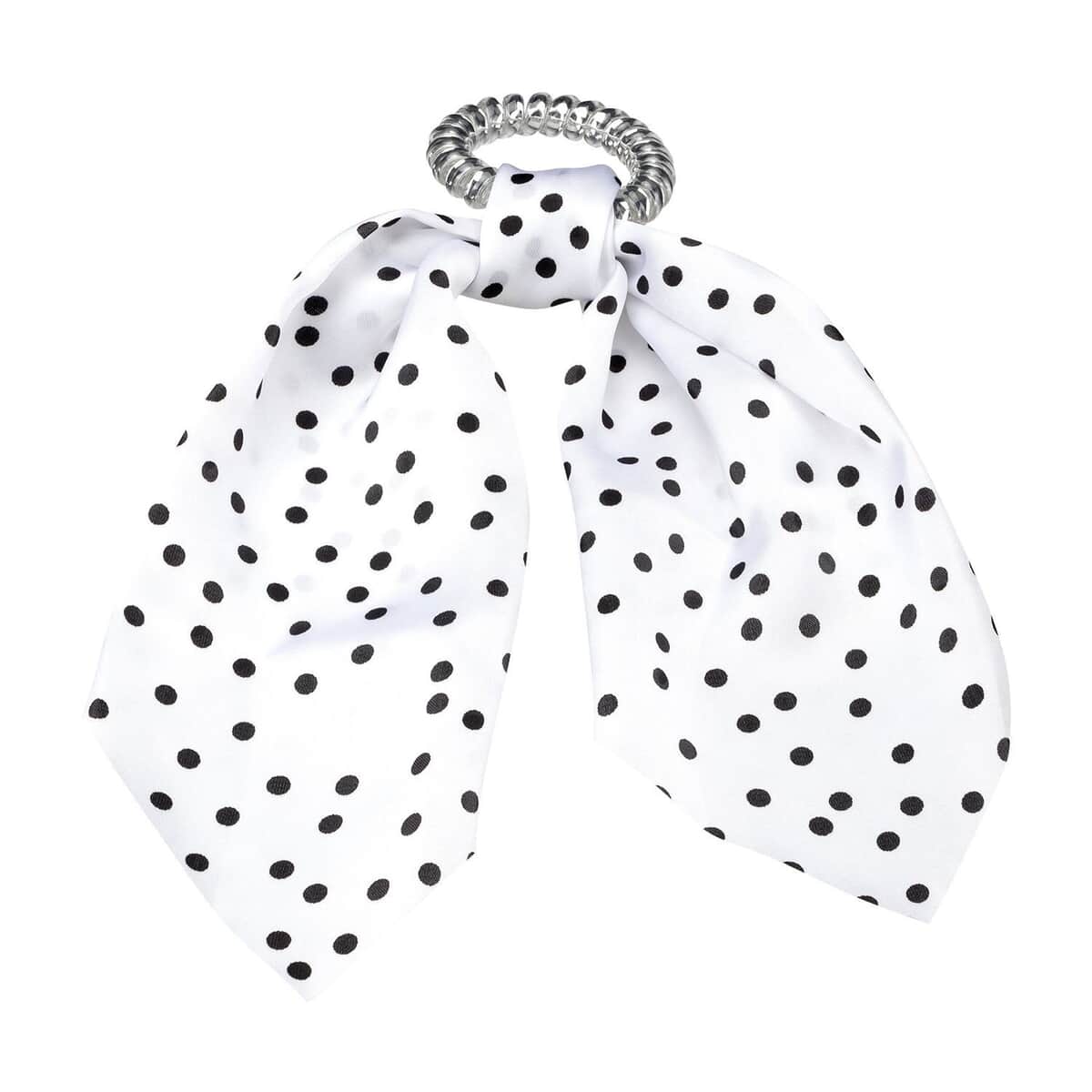 Silver Coil Scarf-Scrunchie Polka Dots | Hair Scrunchie | Hair Accessories For Women | Hair Bands image number 2