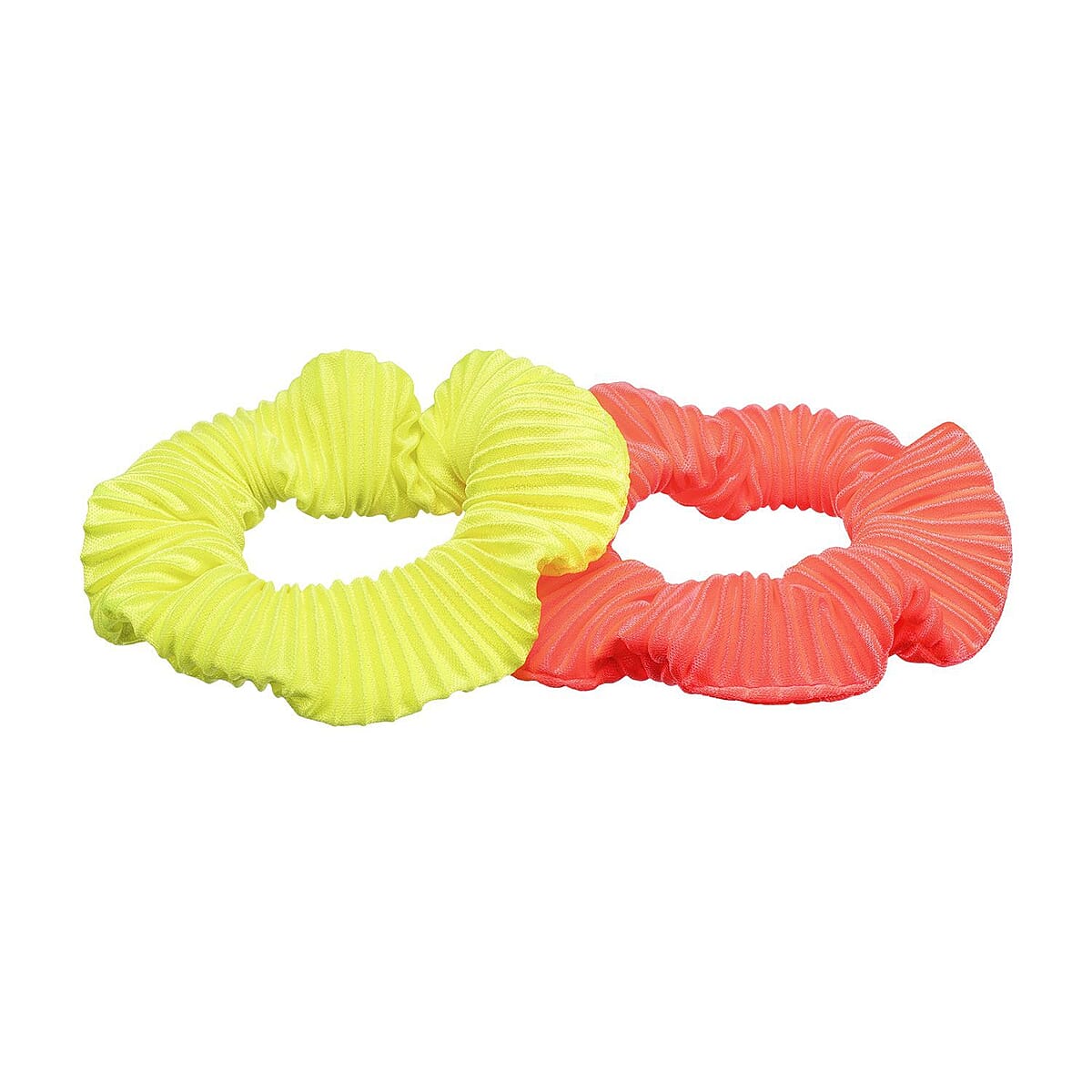 Set of 2- Pink and Yellow Neon Hair Scrunchies | Hair Accessories For Women | Hair Bands image number 3