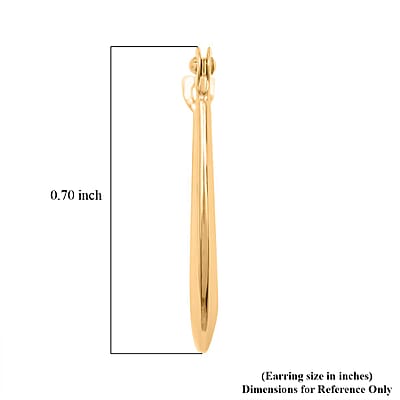 14K Yellow Gold High Polished Elongated Hoop Earrings
