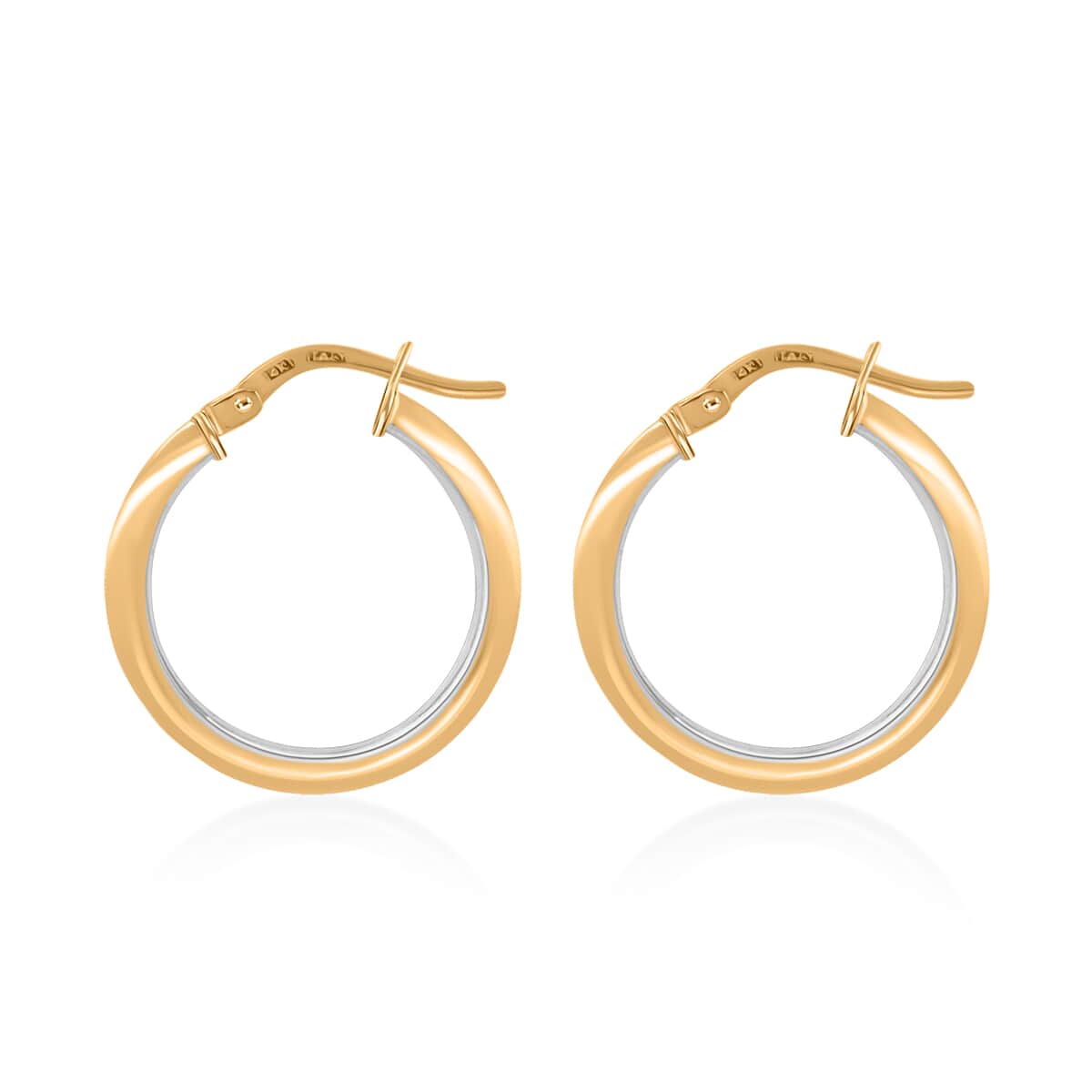 14K Yellow and White Gold 21.2X6mm Hoop Earrings (3.3 g) image number 3