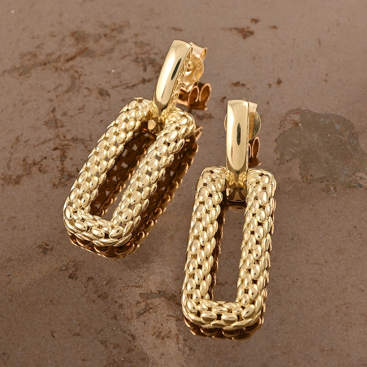 14K Yellow Gold 19x11.3mm Fancy Earrings 5 Grams image number 1