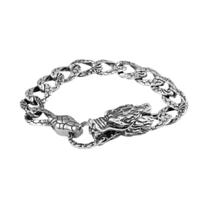 Bali Legacy Sterling Silver Dragon Bracelet| Sterling Silver Bracelet | Creature Bracelet | Bracelet in Silver (6.50 In) 28 Grams