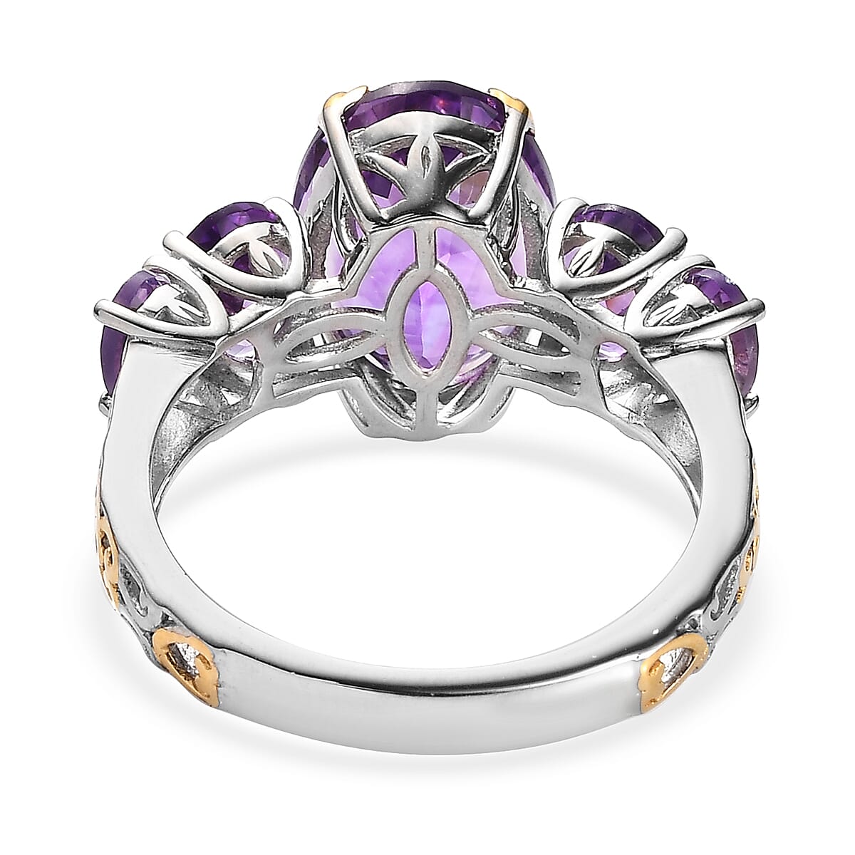 Premium Moroccan Amethyst Ring in Vermeil Yellow Gold and Platinum Over Sterling Silver 8.15 ctw image number 4