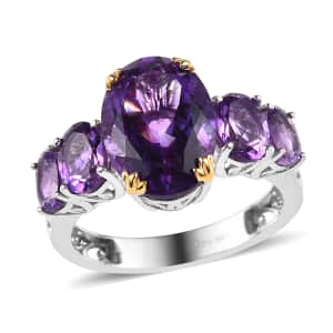 Premium Moroccan Amethyst Ring in Vermeil Yellow Gold and Platinum Over Sterling Silver (Size 9.0) 8.15 ctw