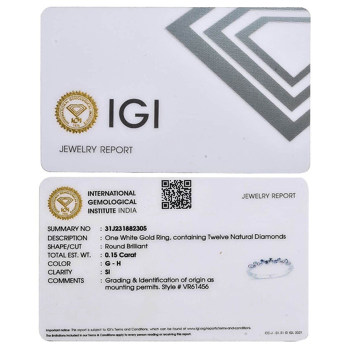 Iliana 18K White Gold G-H SI1 Diamond Band Ring (Size 9.0) 0.15 ctw image number 6