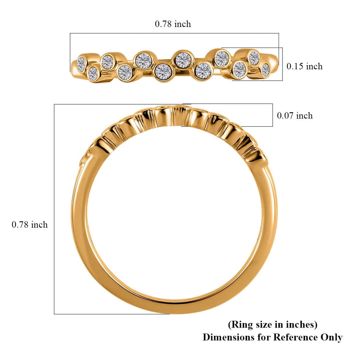 Iliana 18K Yellow Gold G-H SI1 Diamond Half Eternity Band Ring (Size 7.0) 0.15 ctw image number 5