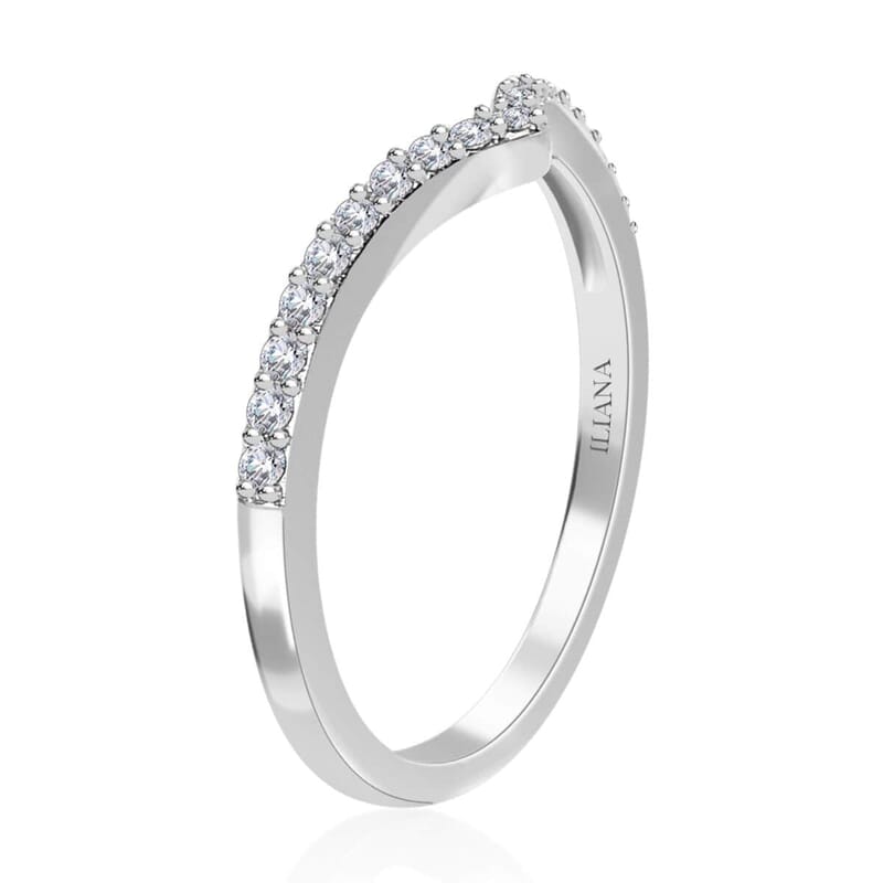 Iliana 18K White Gold G-H SI Diamond Heart Wishbone Ring (Size 6.0) 0.20 ctw