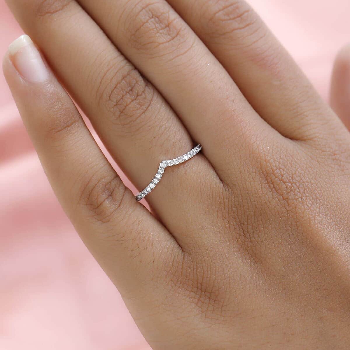 Iliana 18K White Gold G-H SI Diamond Heart Wishbone Ring (Size 7.0) 0.20 ctw image number 2